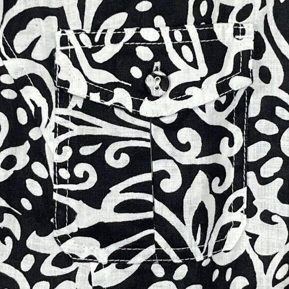 Charter Club 100% Linen Abstract Print Roll Tab Long Sleeve Button Up Shirt 14 - Picture 3 of 7